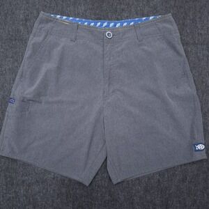 AFTCO Mens 30 Gray Stretch Performance American Fishing Tackle Shorts Outdoor